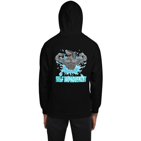 "SELF IMPROVEMENT" Megalodon shark hoodie